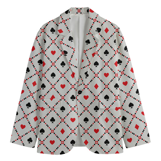 Poker Playing Card Suits Pattern Print Men's Blazer
