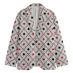 Poker Playing Card Suits Pattern Print Men's Blazer