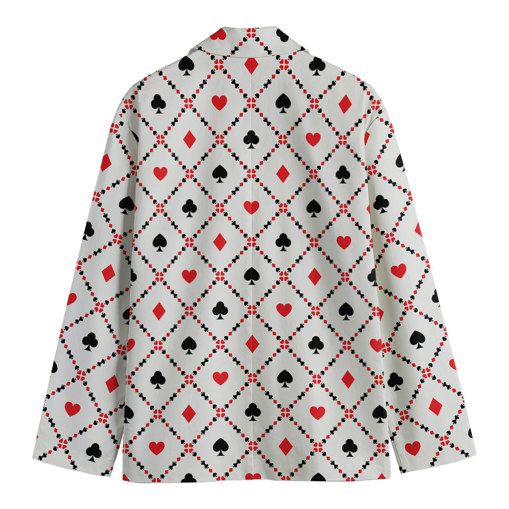 Poker Playing Card Suits Pattern Print Men's Blazer