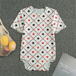Poker Playing Card Suits Pattern Print Men's Bodysuit