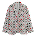 Poker Playing Card Suits Pattern Print Men's Cotton Blazer