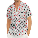 Poker Playing Card Suits Pattern Print Men's Deep V-Neck Shirt