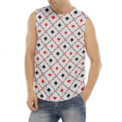 Poker Playing Card Suits Pattern Print Men's Fitness Tank Top