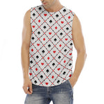 Poker Playing Card Suits Pattern Print Men's Fitness Tank Top