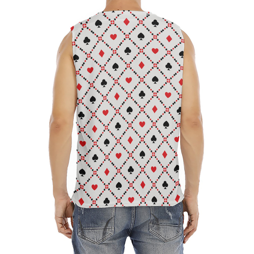 Poker Playing Card Suits Pattern Print Men's Fitness Tank Top