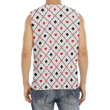 Poker Playing Card Suits Pattern Print Men's Fitness Tank Top
