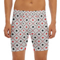 Poker Playing Card Suits Pattern Print Men's Long Boxer Briefs