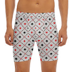 Poker Playing Card Suits Pattern Print Men's Long Boxer Briefs