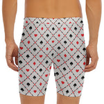 Poker Playing Card Suits Pattern Print Men's Long Boxer Briefs