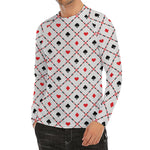 Poker Playing Card Suits Pattern Print Men's Long Sleeve Rash Guard