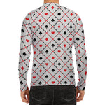 Poker Playing Card Suits Pattern Print Men's Long Sleeve Rash Guard