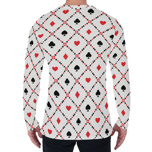 Poker Playing Card Suits Pattern Print Men's Long Sleeve T-Shirt