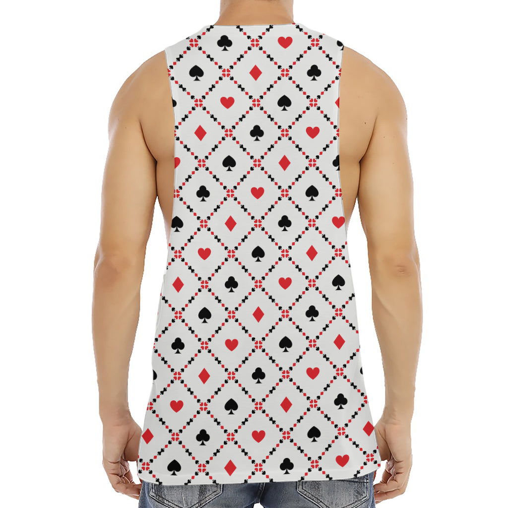 Poker Playing Card Suits Pattern Print Men's Muscle Tank Top