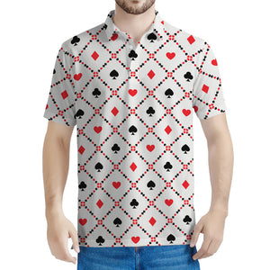 Poker Playing Card Suits Pattern Print Men's Polo Shirt