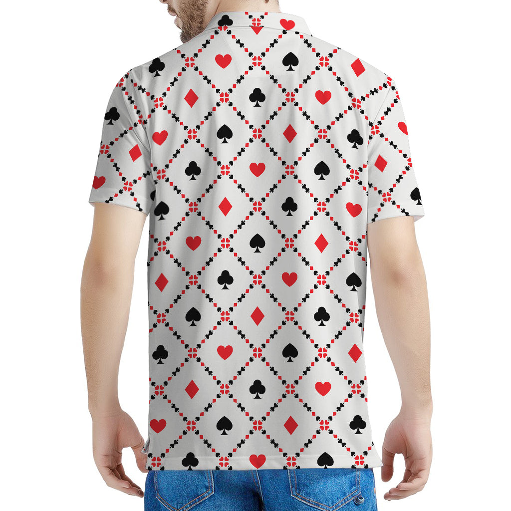 Poker Playing Card Suits Pattern Print Men's Polo Shirt