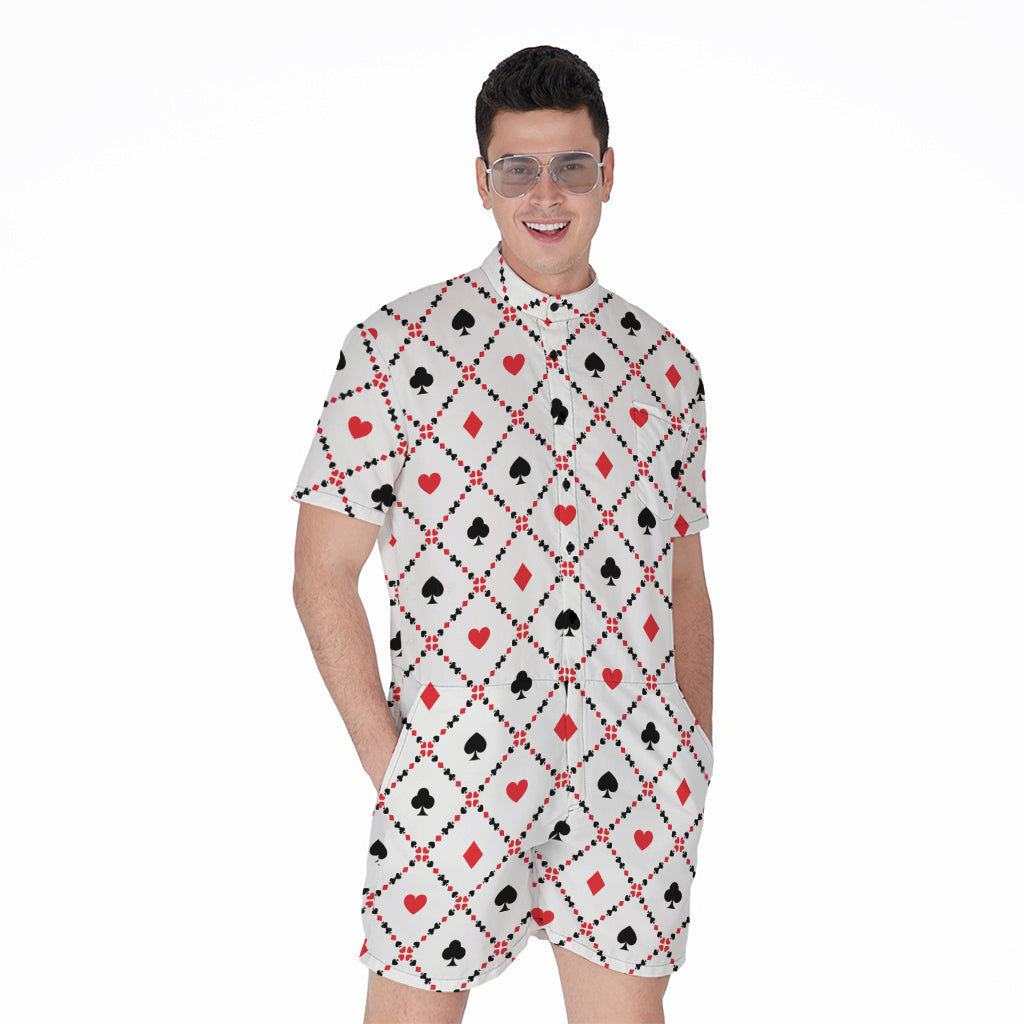 Poker Playing Card Suits Pattern Print Men's Rompers