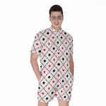 Poker Playing Card Suits Pattern Print Men's Rompers