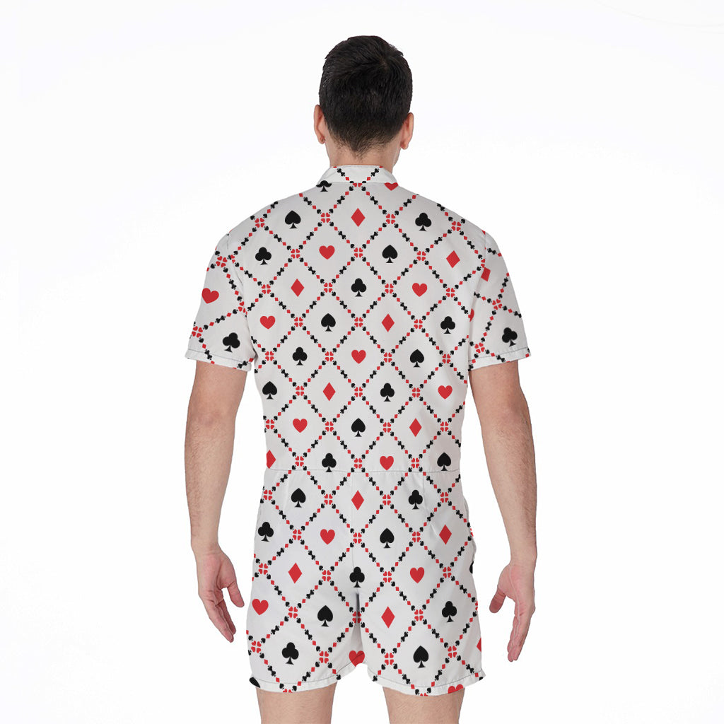 Poker Playing Card Suits Pattern Print Men's Rompers