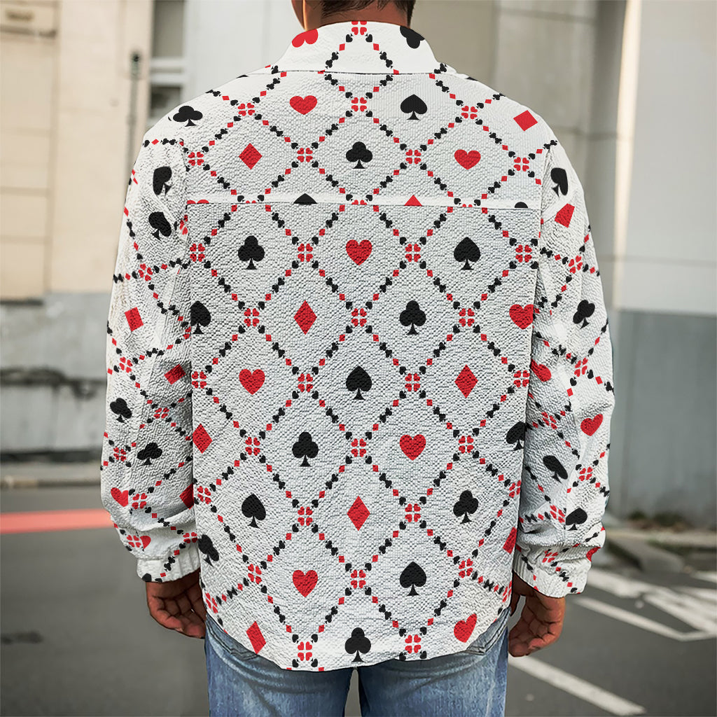 Poker Playing Card Suits Pattern Print Men's Shirt Jacket