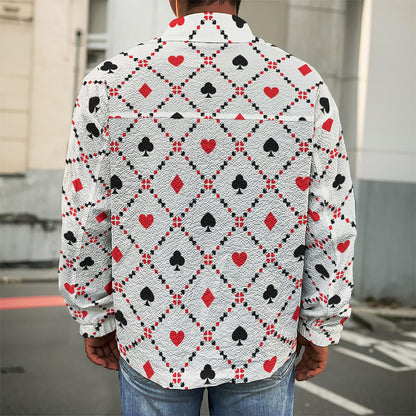 Poker Playing Card Suits Pattern Print Men's Shirt Jacket