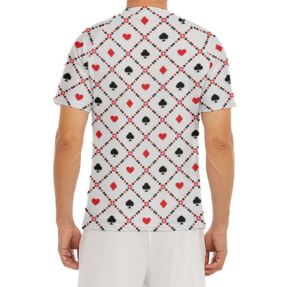 Poker Playing Card Suits Pattern Print Men's Short Sleeve Rash Guard