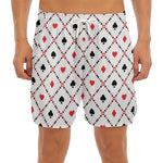 Poker Playing Card Suits Pattern Print Men's Split Running Shorts