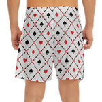 Poker Playing Card Suits Pattern Print Men's Split Running Shorts