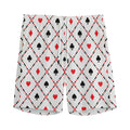Poker Playing Card Suits Pattern Print Men's Athletic Shorts