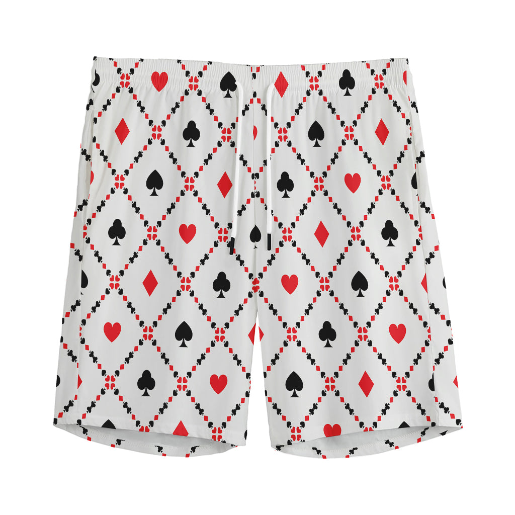 Poker Playing Card Suits Pattern Print Men's Sports Shorts