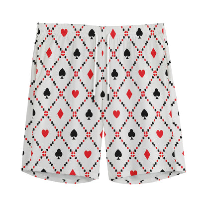 Poker Playing Card Suits Pattern Print Men's Sports Shorts