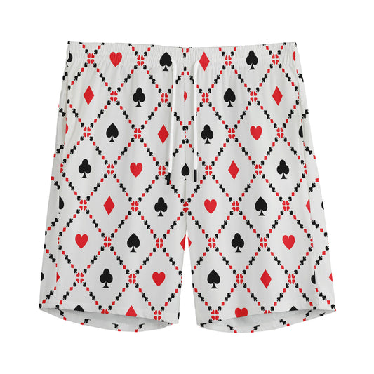 Poker Playing Card Suits Pattern Print Men's Sports Shorts