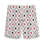 Poker Playing Card Suits Pattern Print Men's Sports Shorts