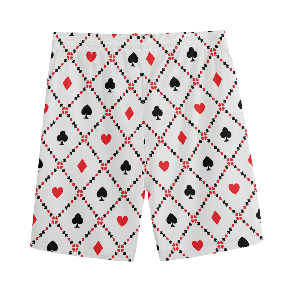 Poker Playing Card Suits Pattern Print Men's Sports Shorts