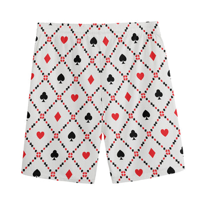 Poker Playing Card Suits Pattern Print Men's Sports Shorts