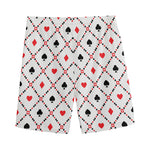 Poker Playing Card Suits Pattern Print Men's Sports Shorts