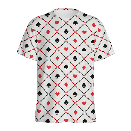 Poker Playing Card Suits Pattern Print Men's Sports T-Shirt