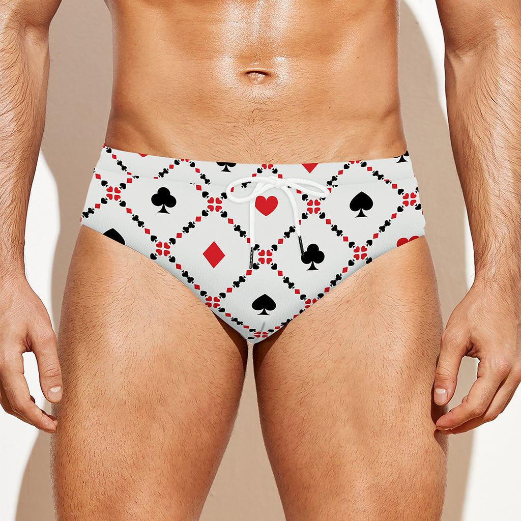 Poker Playing Card Suits Pattern Print Men's Swim Briefs