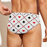 Poker Playing Card Suits Pattern Print Men's Swim Briefs