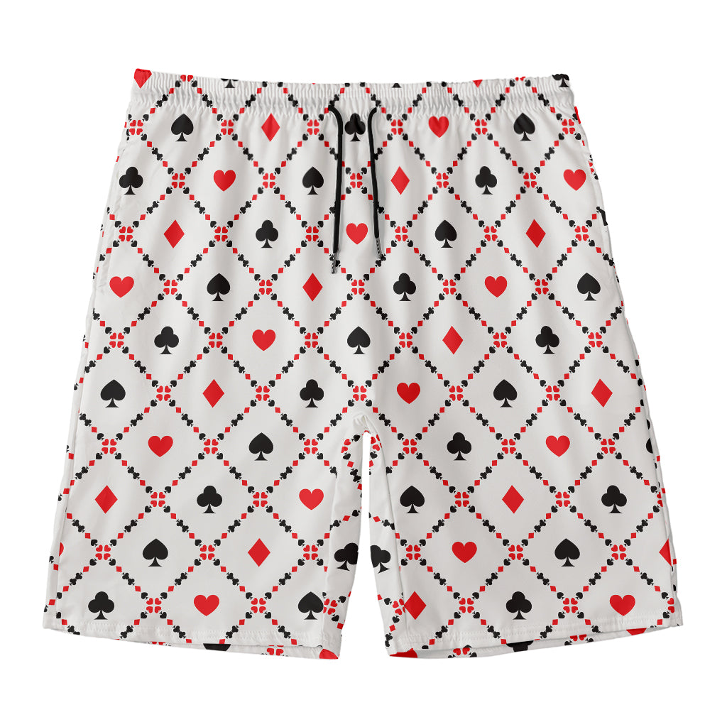 Poker Playing Card Suits Pattern Print Men's Swim Trunks