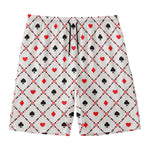 Poker Playing Card Suits Pattern Print Men's Swim Trunks