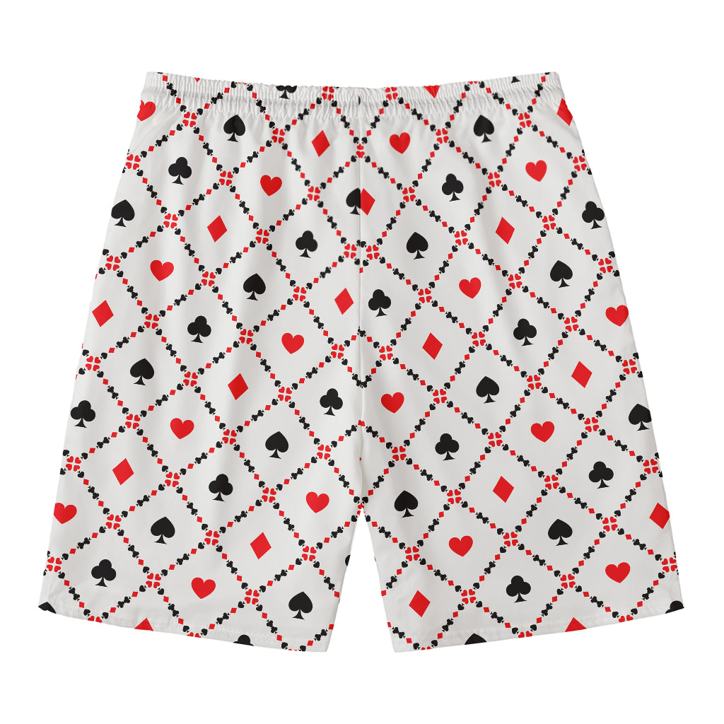 Poker Playing Card Suits Pattern Print Men's Swim Trunks