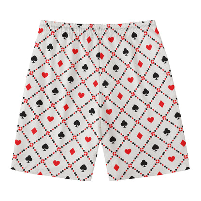 Poker Playing Card Suits Pattern Print Men's Swim Trunks