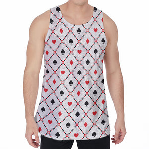 Poker Playing Card Suits Pattern Print Men's Velvet Tank Top