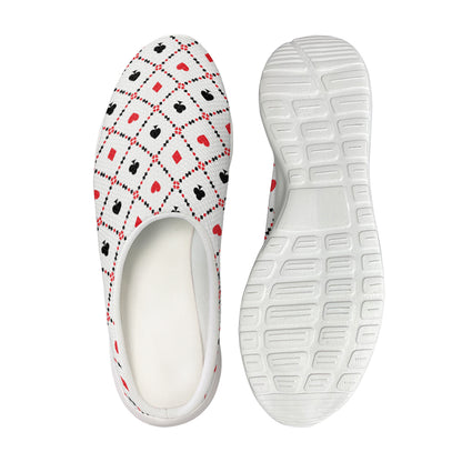 Poker Playing Card Suits Pattern Print Mesh Casual Shoes