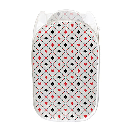 Poker Playing Card Suits Pattern Print Mesh Laundry Hamper