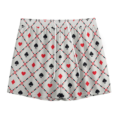 Poker Playing Card Suits Pattern Print Mesh Shorts