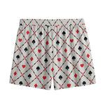 Poker Playing Card Suits Pattern Print Mesh Shorts