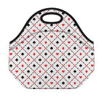 Poker Playing Card Suits Pattern Print Neoprene Lunch Bag