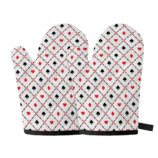 Poker Playing Card Suits Pattern Print Oven Mitts