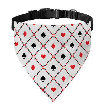 Poker Playing Card Suits Pattern Print Over The Collar Dog Bandana